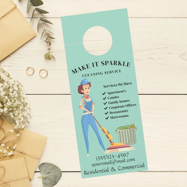 Colgador Para Puertas Servicios de limpieza de doncella de Personalizado (Subido por el creador)