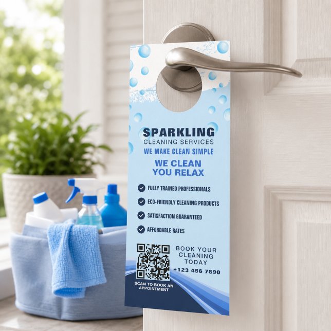 Colgador Para Puertas Servicios de limpieza profesionales azul blanco mo (Subido por el creador)
