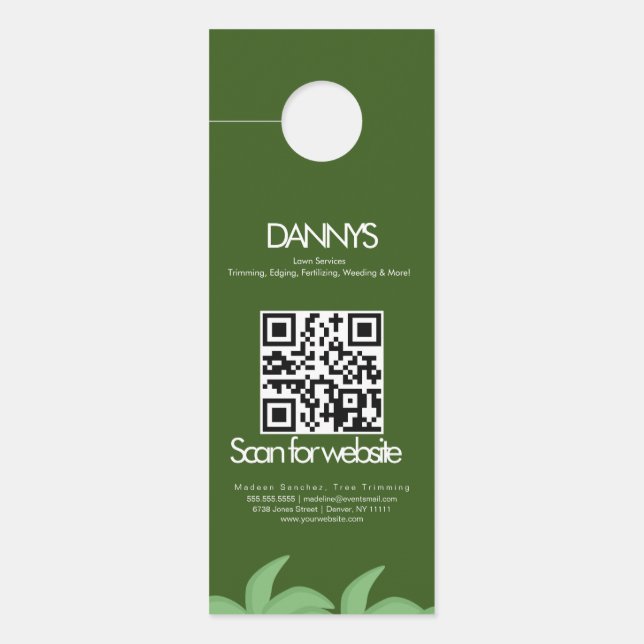 Colgador Para Puertas Servicios modernos de jardín Green Grass Business (Anverso)