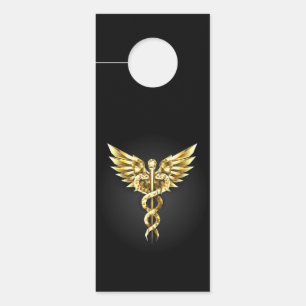 Colgador Para Puertas Símbolo poligonal dorado Caduceo