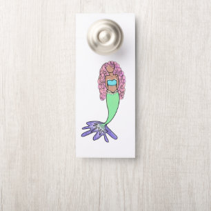 Colgador Para Puertas sirena arcoíris rosa azul morado verde negro rizad