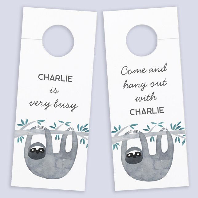 Colgador Para Puertas Sloth Personalized (Sloth personalized come in or stay out door hanger sign)