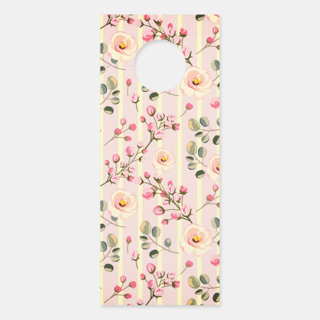 Colgador Para Puertas Soft Pink Floral Stripe Pattern (Anverso)