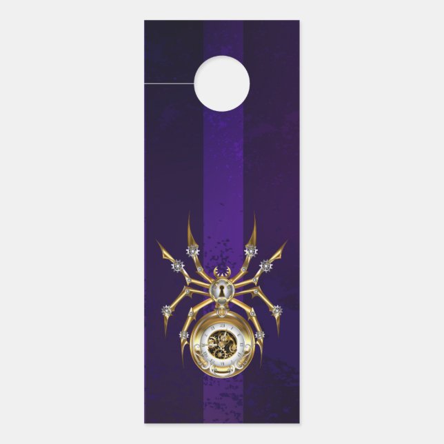 Colgador Para Puertas Spider Steampunk sobre fondo morado (Anverso)