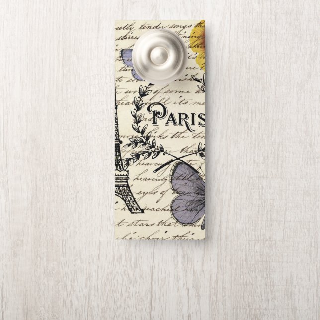 Colgador Para Puertas torre de eiffel de parís de mariposa frenético vin (En pomo)