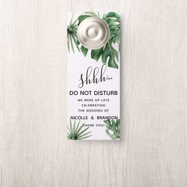 Colgador Para Puertas Tropical wedding leaves and palms do not disturb (En pomo)