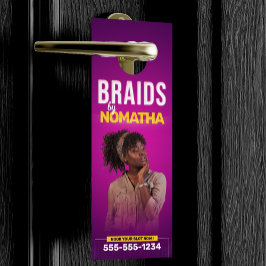 Colgador Para Puertas Vibrantes trenzas y pelucas púrpuras Salón de tren