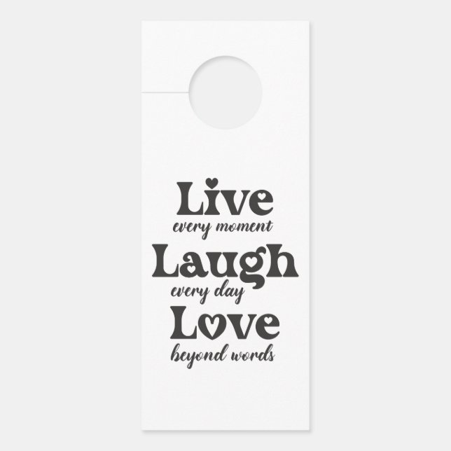 Colgador Para Puertas vivir, reír, amar - tres hermosas palabras (Anverso)