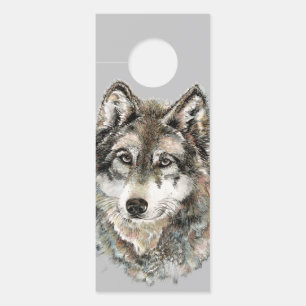 Colgador Para Puertas Watercolor Gray Wolf Animal Love Wolves Art