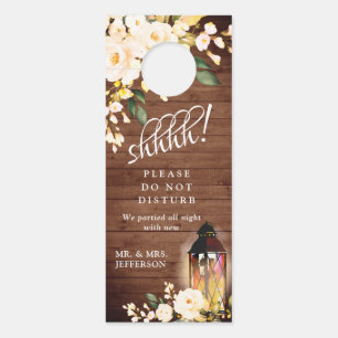 Colgador Para Puertas Wood & Blush Roses Wedding Welcome Do Not Disturb
