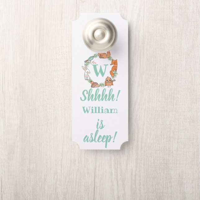 Colgador Para Puertas Woodland Animals Shhh! El bebé duerme (En pomo)