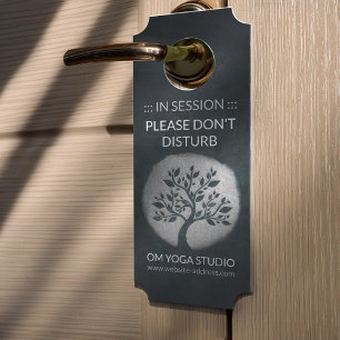 Colgador Para Puertas Yoga Meditation Reiki Instructor Black Silver Tree