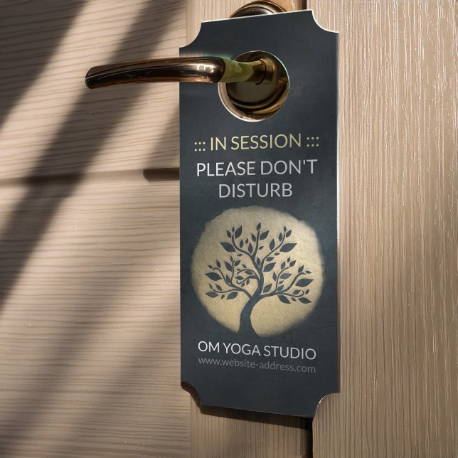 Colgador Para Puertas Yoga Studio Meditation Instructor Black Gold Tree (Subido por el creador)