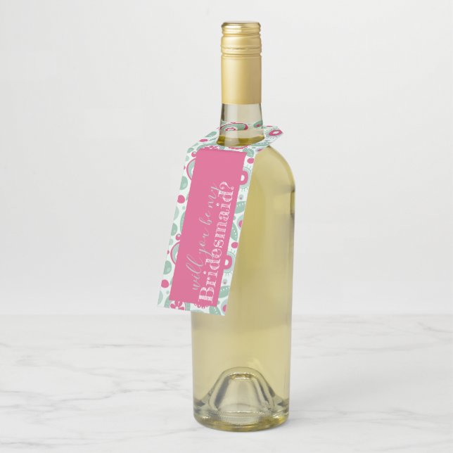 Colgadores de botella con flores abstractas rosa i (En perspectiva)