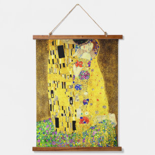 Colgando tapiz de pared con el beso de Klimt