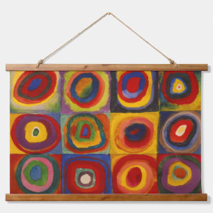 Colgando tapiz de pared con plazas de Kandinsky