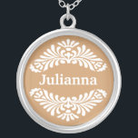 Colgante conocido personalizado:: Oro<br><div class="desc">Lleve su nombre con orgullo enmarcado por un modelo artístico y decorativo. Personalice con su nombre o iniciales. Usted puede modificar la fuente, el tamaño y el color del texto para requisitos particulares haciendo clic en el personalizar él botón. ¡Usted puede cambiar el color del fondo a su color preferido...</div>