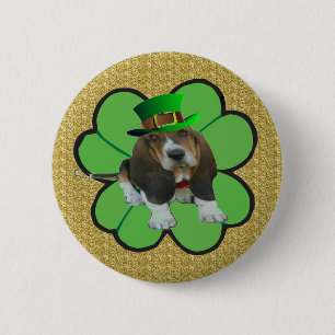 Colgante de basset botón Happy St Patrick's Day Cl