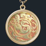 Colgante de oro del artefacto chino de<br><div class="desc">El artefacto exquisito, diseñado en un concepto único y artístico fue hecho del jade, excavado de la tumba del rey meridional de Yue de la dinastía de Han, 2do centry A.C. Hace un regalo muy raro y único con una belleza intemporal histórica así como un concepto de armonía de yin-Yang...</div>