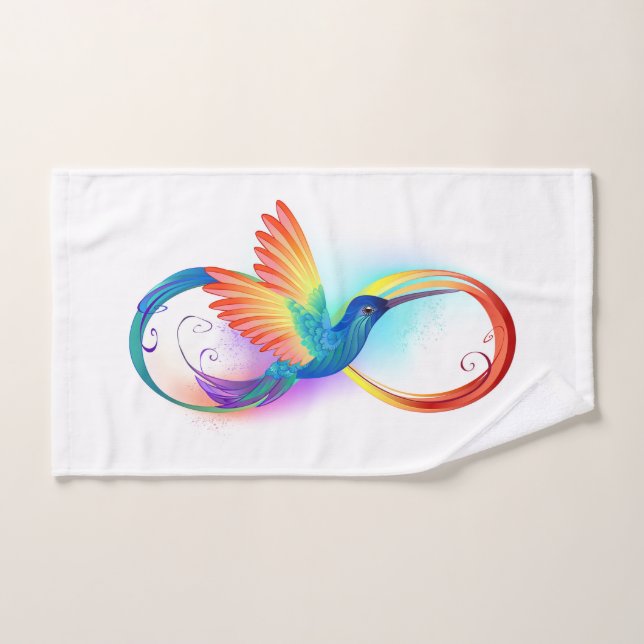 Colibrí arcoíris con símbolo de infinito (Toalla de mano)