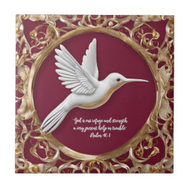 Colibrí Blanco en Baldosa Roja Alta Personalizable