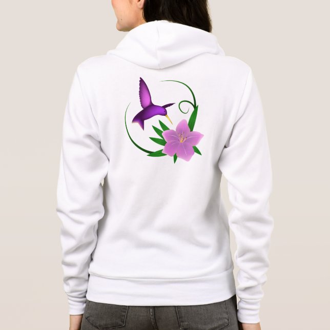 Colibrí con la sudadera con capucha de la flor de (Reverso)