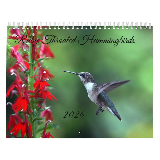 Colibrí de Garganta Rubí Calendario 2026 (Tapa)