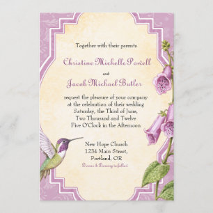 Colibrí del Foxglove - invitación de la boda