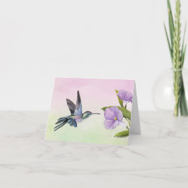 Colibrí en la tarjeta de nota de la correhuela