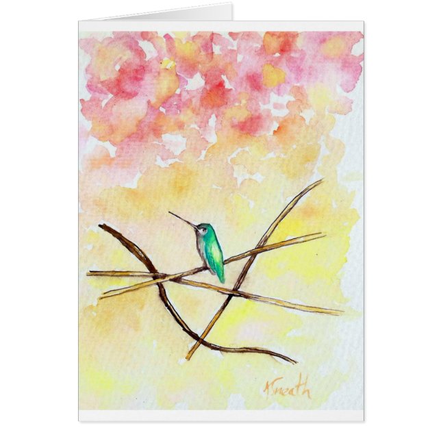 Colibrí en tarjeta de felicitación de la pintura a (Frente)