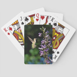 Colibrí En Vuelo Con Flores Jugando Cartas