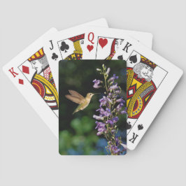 Colibrí En Vuelo Con Flores Jugando Cartas