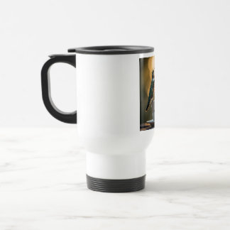 Colibrí sentado en un vaso de café Taza de viaje