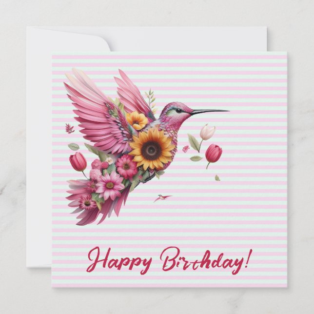 Colibrí volando Feliz Cumpleaños (Anverso)