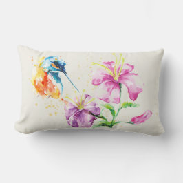 Colibrí y almohada floral lumbar