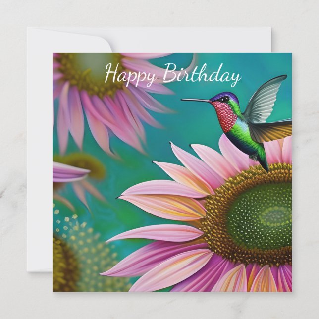 Colibrí y girasol rosa (Anverso)