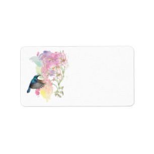Colibrí y Lillies, etiquetas de la acuarela de