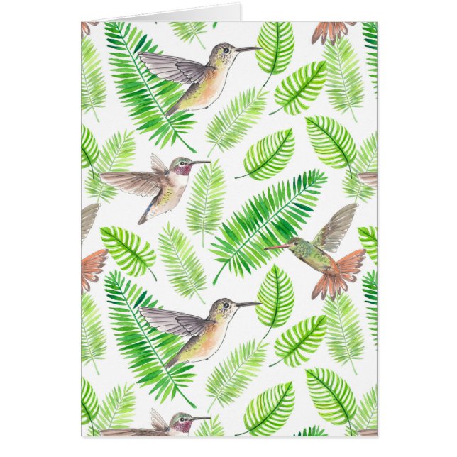 Colibríes y hojas tropicales (Frente)