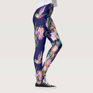 Colibríes y Legging azul floral