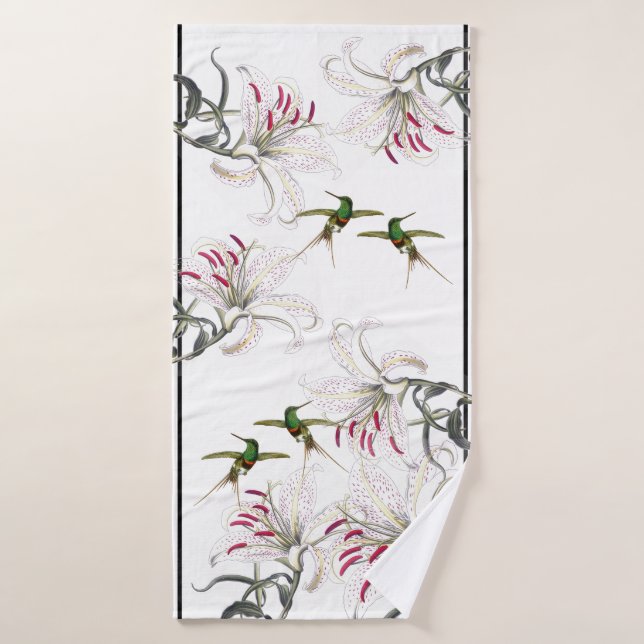 Colibríes y sistema asiático de la toalla de baño (Toalla de baño)