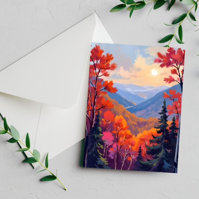 Colinas de Otoño | Tarjeta de Acuarela de Hojas de (Subido por el creador)
