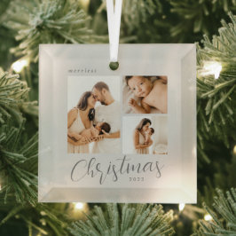 Collage 3 Fotos Color Editable Ornamento de Navida