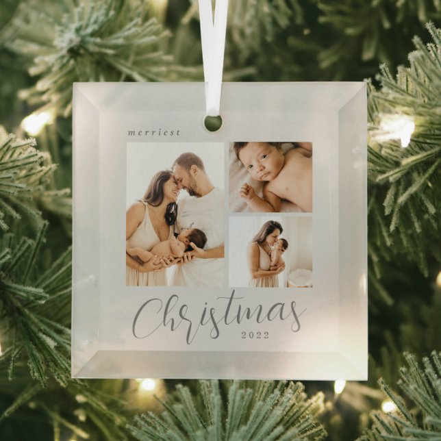 Collage 3 Fotos Color Editable Ornamento de Navida (in situ)