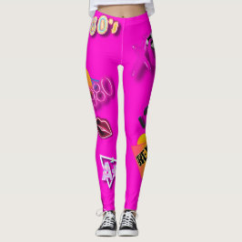 Collage Art Leggings Hot Pink de los años 80