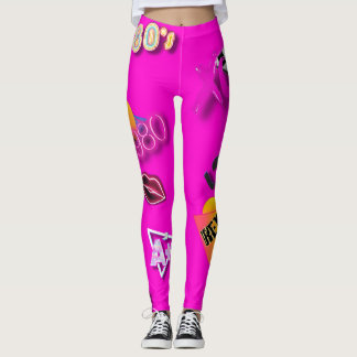 Collage Art Leggings Hot Pink de los años 80