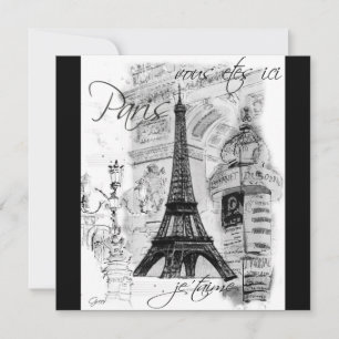 Collage blanco y negro de la Torre Eiffel de París