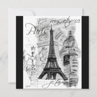 Collage blanco y negro de la Torre Eiffel de París