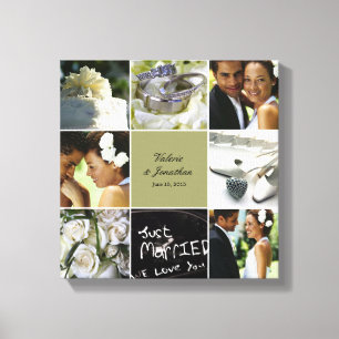 Collage boda Lienzo envuelto - Color Personalizado