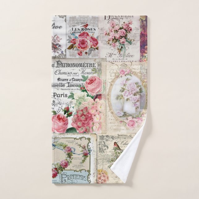 collage chic de Shabby, victoriano del país, desac (Toalla de mano)