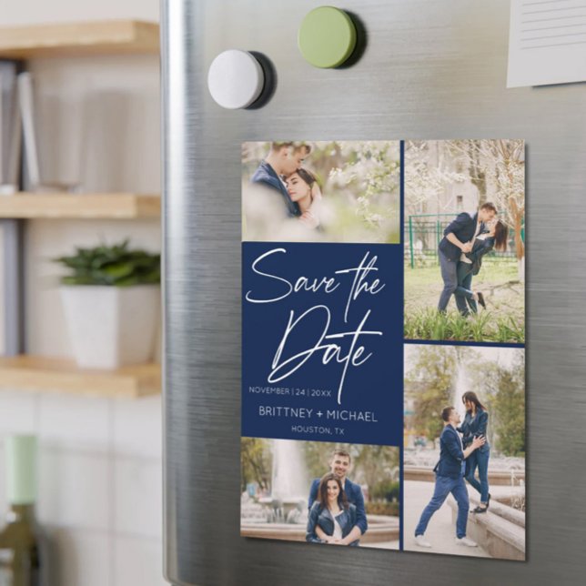 Collage con letras de mano salva la fecha azul de  (Subido por el creador)